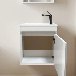 Meuble lave-main blanc compact avec vasque intégrée - DILECI