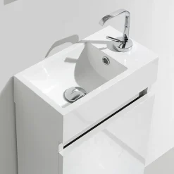 Meuble lave-main salle de bain design SIENA largeur 40 cm blanc laque