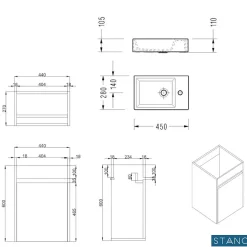 Meuble lave-main salle de bain design MESSINA largeur 45 cm blanc laque