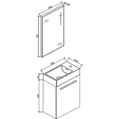 Meuble lave-main salle de bain design SIENA largeur 40 cm noyer