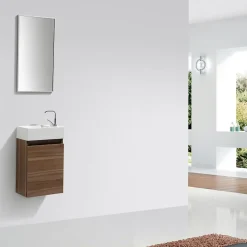 Meuble lave-main salle de bain design SIENA largeur 40 cm noyer