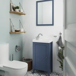 Meuble lave-mains à poser 1 porte bleu mat l.44 x H.80 x P.30 cm, GoodHome Perma