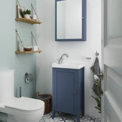 Meuble lave-mains à poser 1 porte bleu mat l.44 x H.80 x P.30 cm, GoodHome Perma