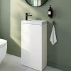 Meuble lave-mains à poser blanc mat l.44 cm Imandra + plan vasque effet marbre blanc, GoodHome