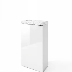 Meuble lave-mains à poser blanc brillant l.44 cm Imandra + plan vasque terrazzo, GoodHome