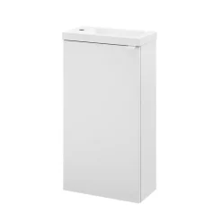 Meuble lave-mains à poser blanc mat l.44 cm Imandra + plan vasque blanc résine Beni, GoodHome