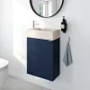 Meuble lave-mains à poser bleu nuit mat l.44 cm Imandra + plan vasque béton moucheté, GoodHome