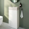 Meuble lave-mains à poser blanc mat l.44 cm Imandra + plan vasque béton beige moucheté, GoodHome