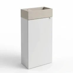 Meuble lave-mains à poser blanc mat l.44 cm Imandra + plan vasque béton beige moucheté, GoodHome