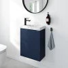 Meuble lave-mains à poser bleu nuit mat l.44 cm Imandra + plan vasque terrazzo, GoodHome