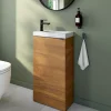 Meuble lave-mains à poser effet noyer l.44 cm Imandra + plan vasque effet marbre blanc, GoodHome