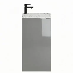 Meuble lave-mains à poser gris brillant l.44 cm Imandra + plan vasque terrazzo, GoodHome