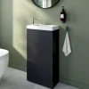 Meuble lave-mains à poser noir mat l.44 cm Imandra + plan vasque blanc céramique Nira, GoodHome