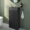 Meuble lave-mains à poser noir mat l.44 cm Imandra + plan vasque béton gris, GoodHome