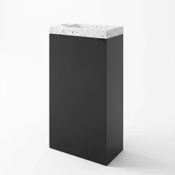 Meuble lave-mains à poser noir mat l.44 cm Imandra + plan vasque noir terrazzo, GoodHome