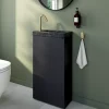 Meuble lave-mains à poser noir mat l.44 cm Imandra + plan vasque effet marbre noir, GoodHome
