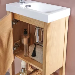 Meuble lave-mains ATOLL avec vasque blanche + miroir