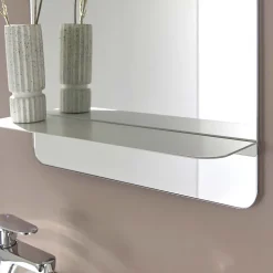 Meuble lave-mains AVA noir carbone + miroir tablette blanche