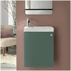 Meuble lave-mains AVA vert de gris + robinet chromé