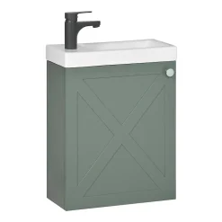 Meuble lave-mains AVA vert de gris + robinet noir