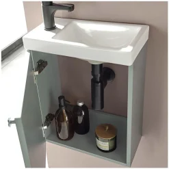 Meuble lave-mains AVA vert de gris + robinet noir