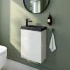 Meuble lave-mains blanc brillant l.44 cm Imandra + plan vasque effet marbre noir, GoodHome