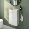 Meuble lave-mains blanc brillant l.44 cm Imandra + plan vasque béton moucheté, GoodHome
