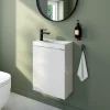 Meuble lave-mains blanc brillant l.44 cm Imandra + plan vasque effet marbre blanc, GoodHome