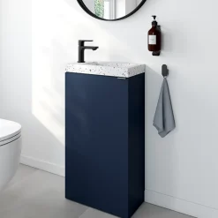 Meuble lave-mains bleu nuit mat l.44 cm Imandra + plan vasque terrazzo, GoodHome