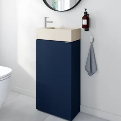 Meuble lave-mains bleu nuit mat l.44 cm Imandra + plan vasque béton moucheté, GoodHome