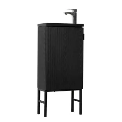 Meuble lave-mains chêne carbone sur pieds STUDIO