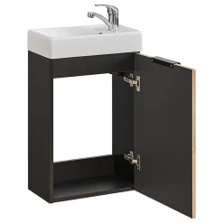Meuble lave-mains 40cm 1 porte Gaia Bois et Noir