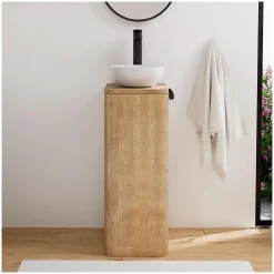 Meuble lave-mains colonne en chêne TOM