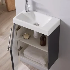 Meuble lave-mains complet couleur gris anthracite laqué avec mitigeur eau chaude / eau froide