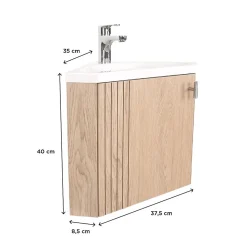 Meuble lave-mains d'angle décor chêne KODA