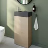 Meuble lave-mains effet chêne l.44 cm Imandra + plan vasque béton gris, GoodHome