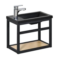 Meuble lave-mains gain de place avec vasque résine 40x32.5cm