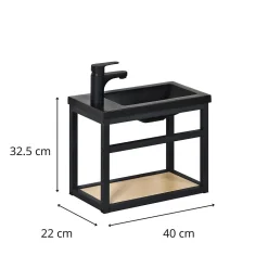Meuble lave-mains gain de place avec vasque résine 40x32.5cm