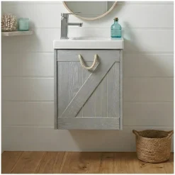 Meuble lave-mains gris bord de mer + robinet MISTRAL