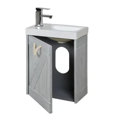 Meuble lave-mains gris bord de mer + robinet MISTRAL