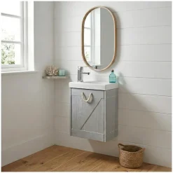 Meuble lave-mains gris bord de mer + robinet MISTRAL
