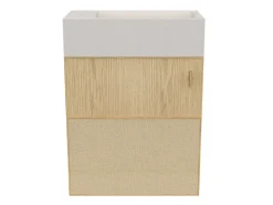 Meuble lave-mains Java effet chêne clair et jute l.44 cm + plan vasque lave-mains béton moucheté Homesight