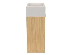 Meuble lave-mains Java effet chêne clair et jute l.44 cm + plan vasque lave-mains béton moucheté Homesight