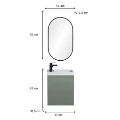 Meuble lave-mains LISA + miroir ovale