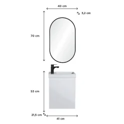 Meuble lave-mains LISA + miroir ovale