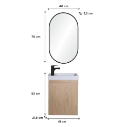 Meuble lave-mains LISA + miroir ovale