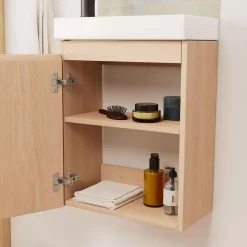 Meuble lave-mains LISA + robinet noir + miroir ovale