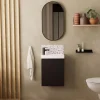 Meuble lave-mains LISA + robinet noir + miroir ovale
