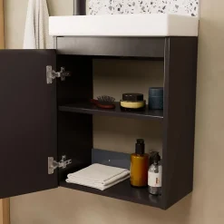 Meuble lave-mains LISA + robinet noir + miroir ovale