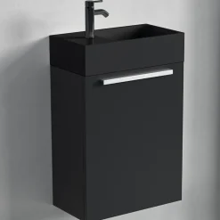 Meuble lave-mains noir mat - lavabo noir LOMAZOO Bombay - 40cm